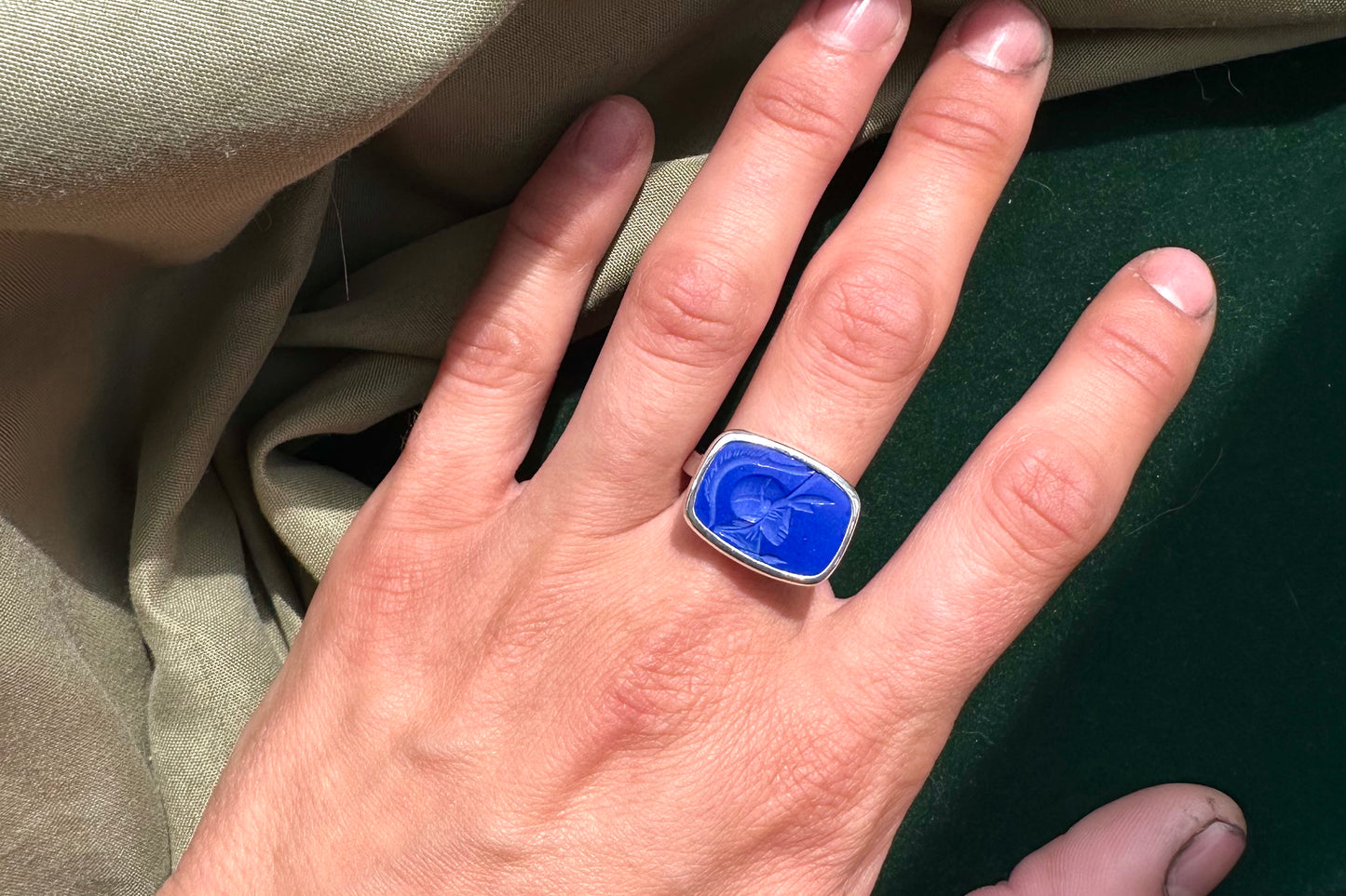 Blue Clay Intaglio Ring