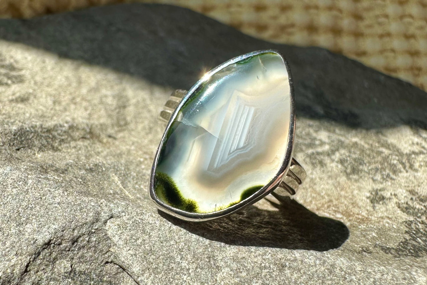 Moss Agate Slice Ring