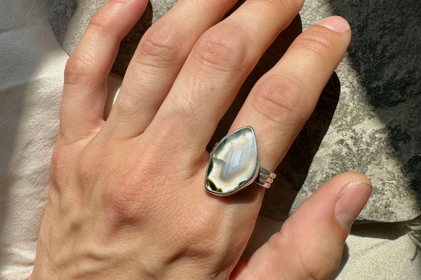 Moss Agate Slice Ring