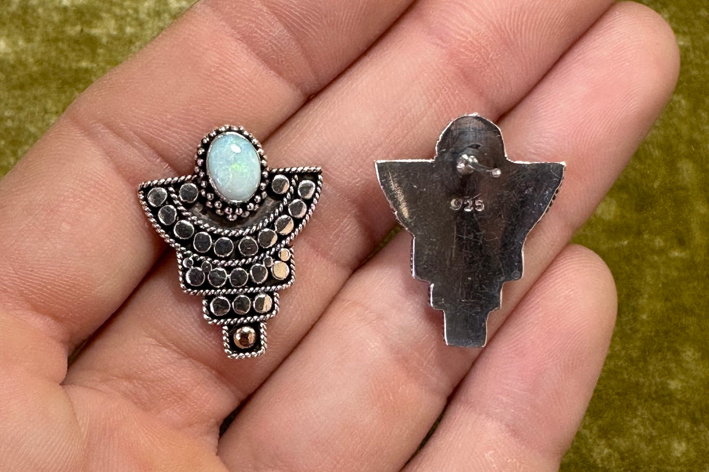 Silver and Opal Earrings