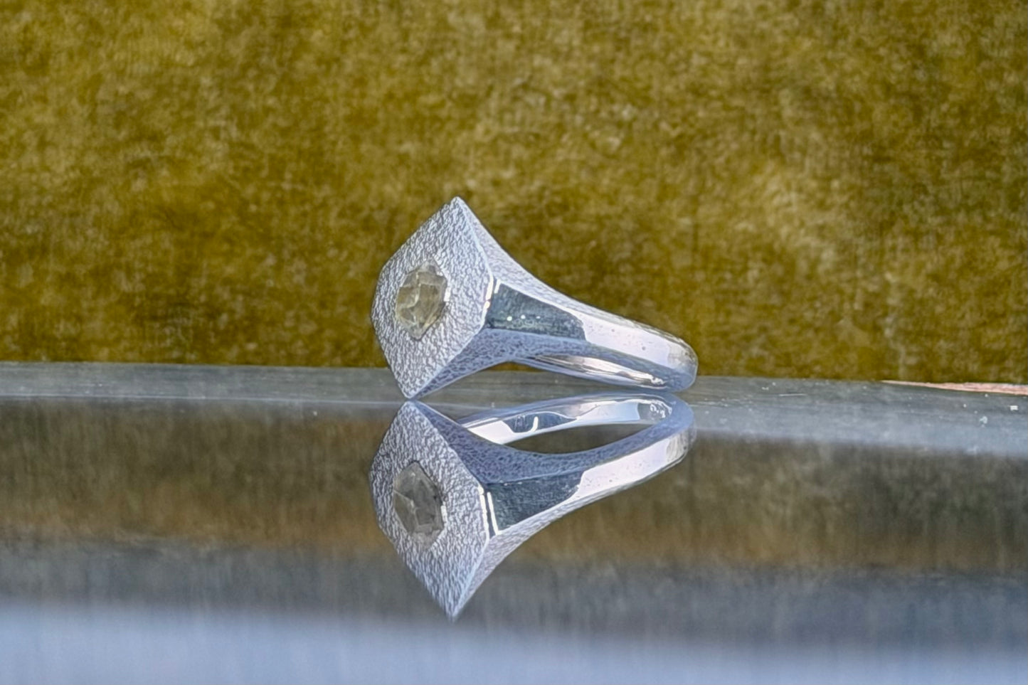 Herkimer Diamond Signet Ring