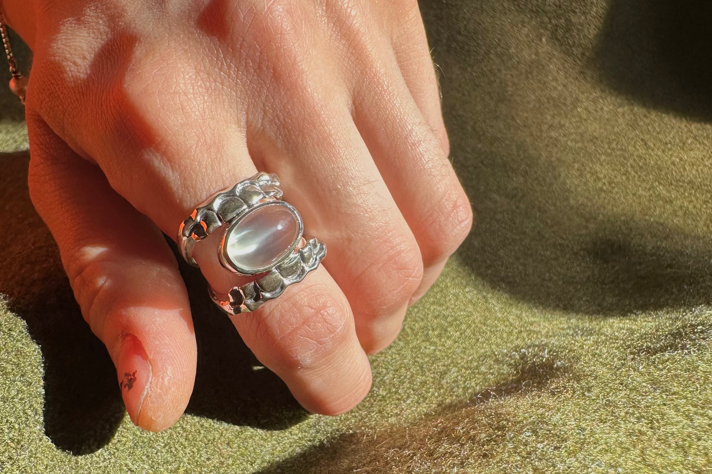 Moonstone Chomp Ring