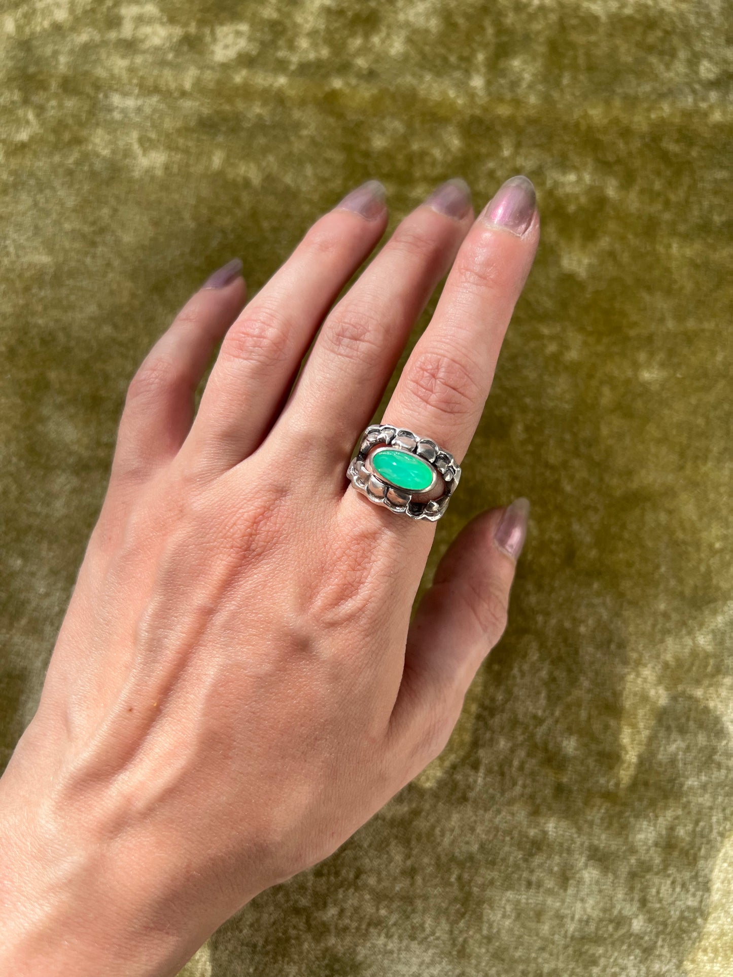 Chrysoprase Chomp Ring