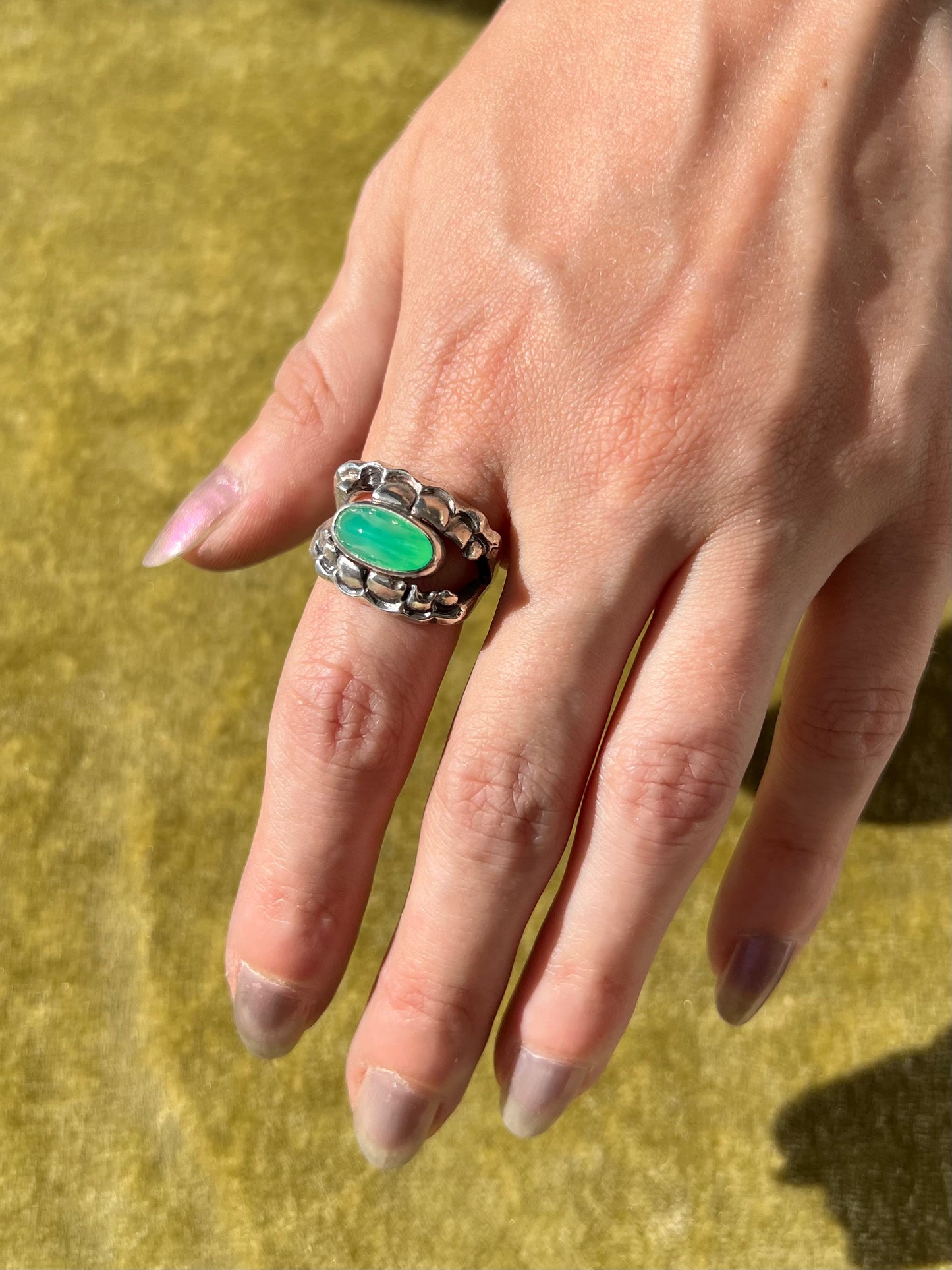 Chrysoprase Chomp Ring