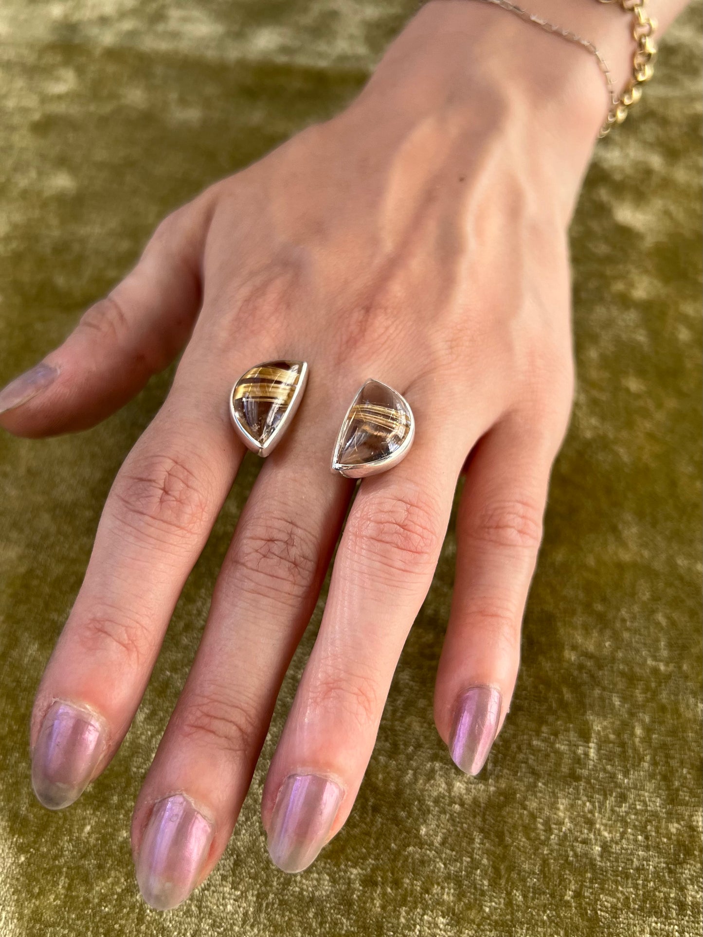 Rutilated Quartz Double Ring