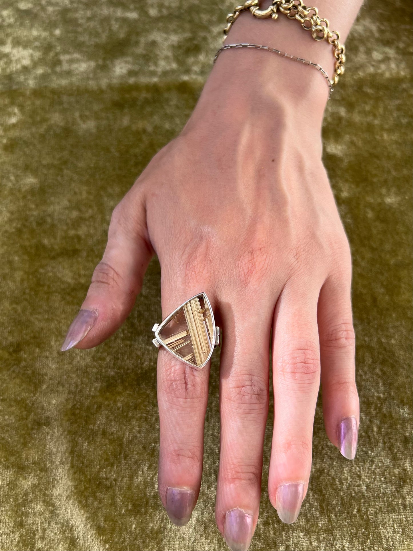 Double Band Rutilated Quartz Ring