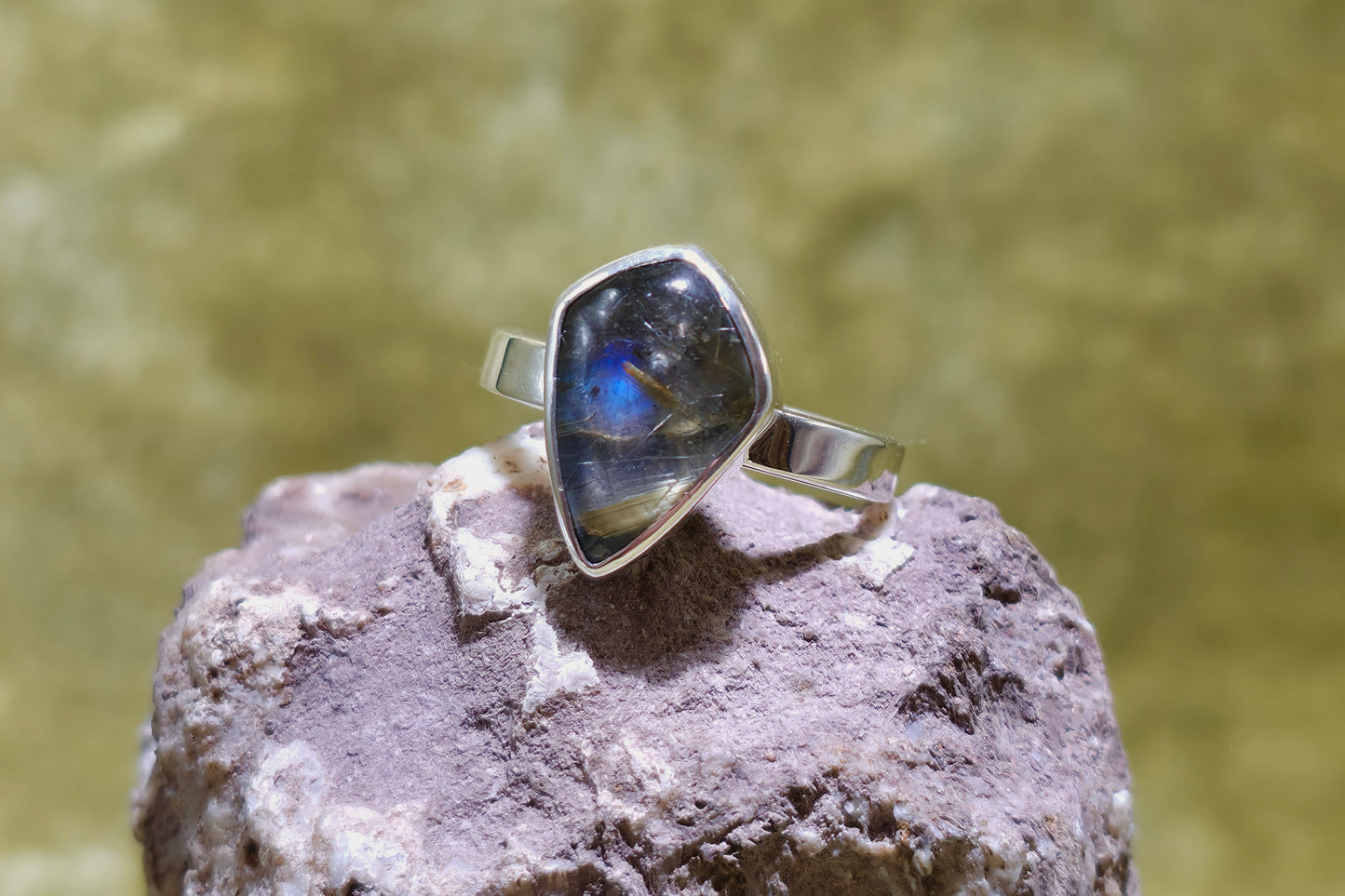 Rutilated Quartz and Labradorite Ring