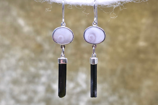 Operculum and Tourmaline Earrings