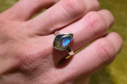 Rutilated Quartz and Labradorite Ring