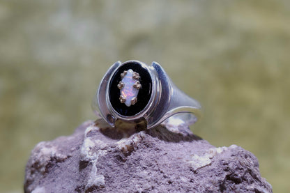 Opal and Onyx Ring