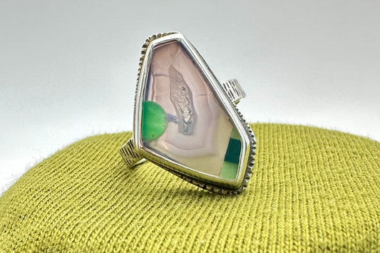 Hollyblue/Chrysoprase Mosaic Ring