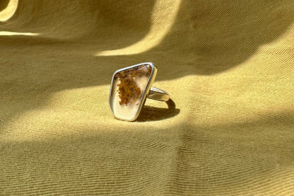Brown Plume Agate Ring