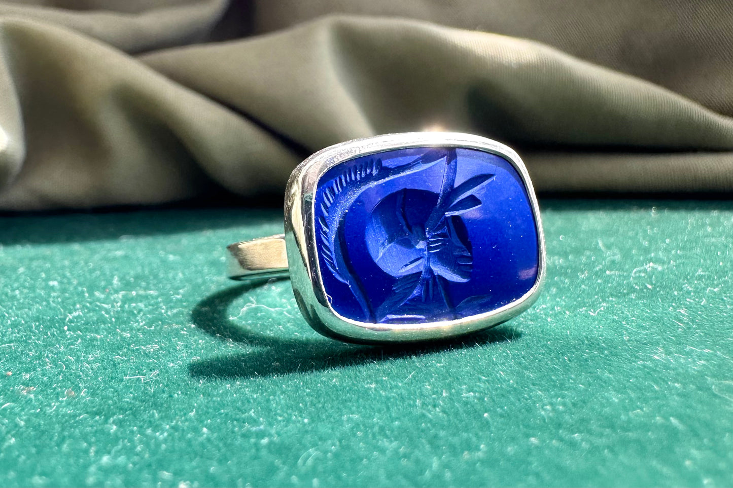 Blue Clay Intaglio Ring