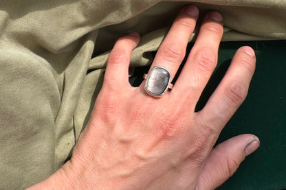 Silver-Sheen Obsidian Ring