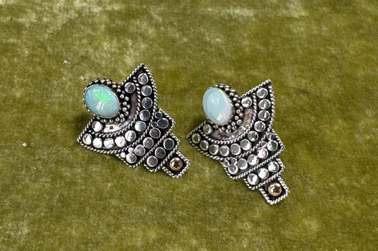 Silver and Opal Earrings