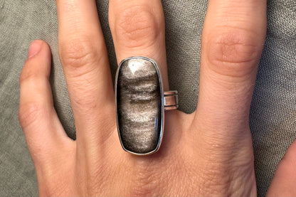 Silversheen Obsidian Ring