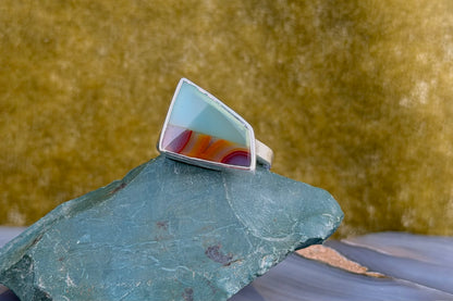 Chrysoprase and Malawi Agate Ring