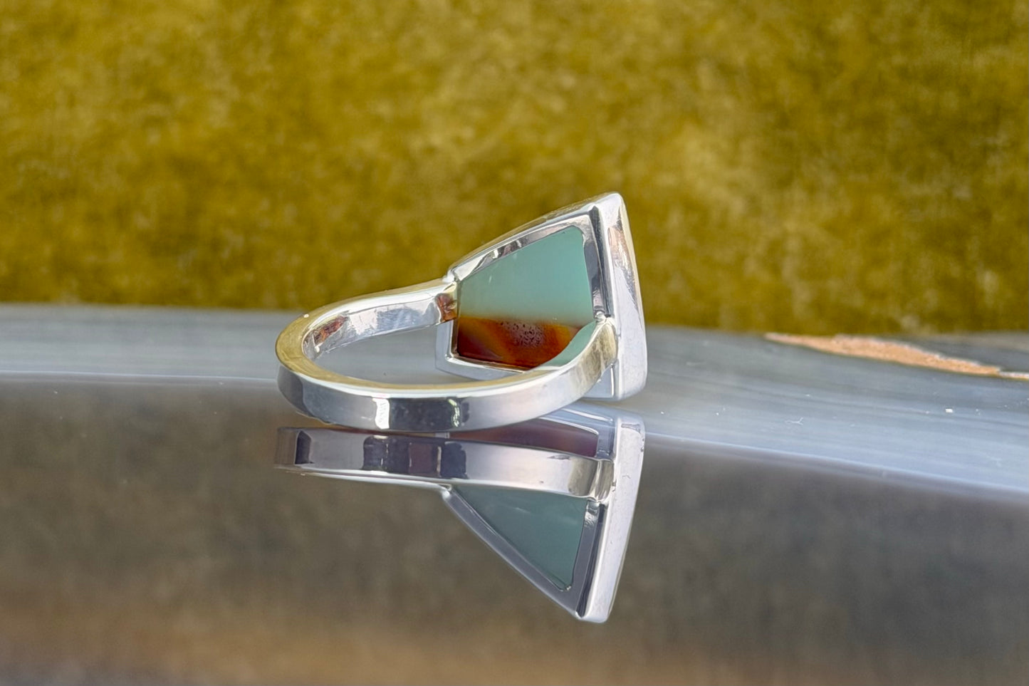 Chrysoprase and Malawi Agate Ring