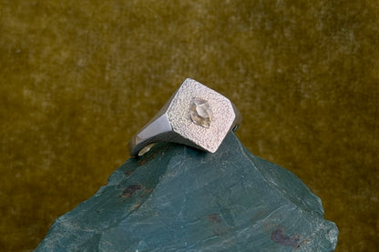 Herkimer Diamond Signet Ring
