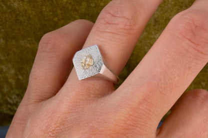Herkimer Diamond Signet Ring