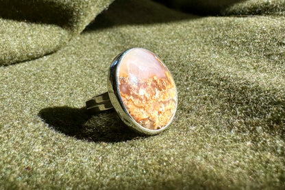 Graveyard Point Plume Agate Ring