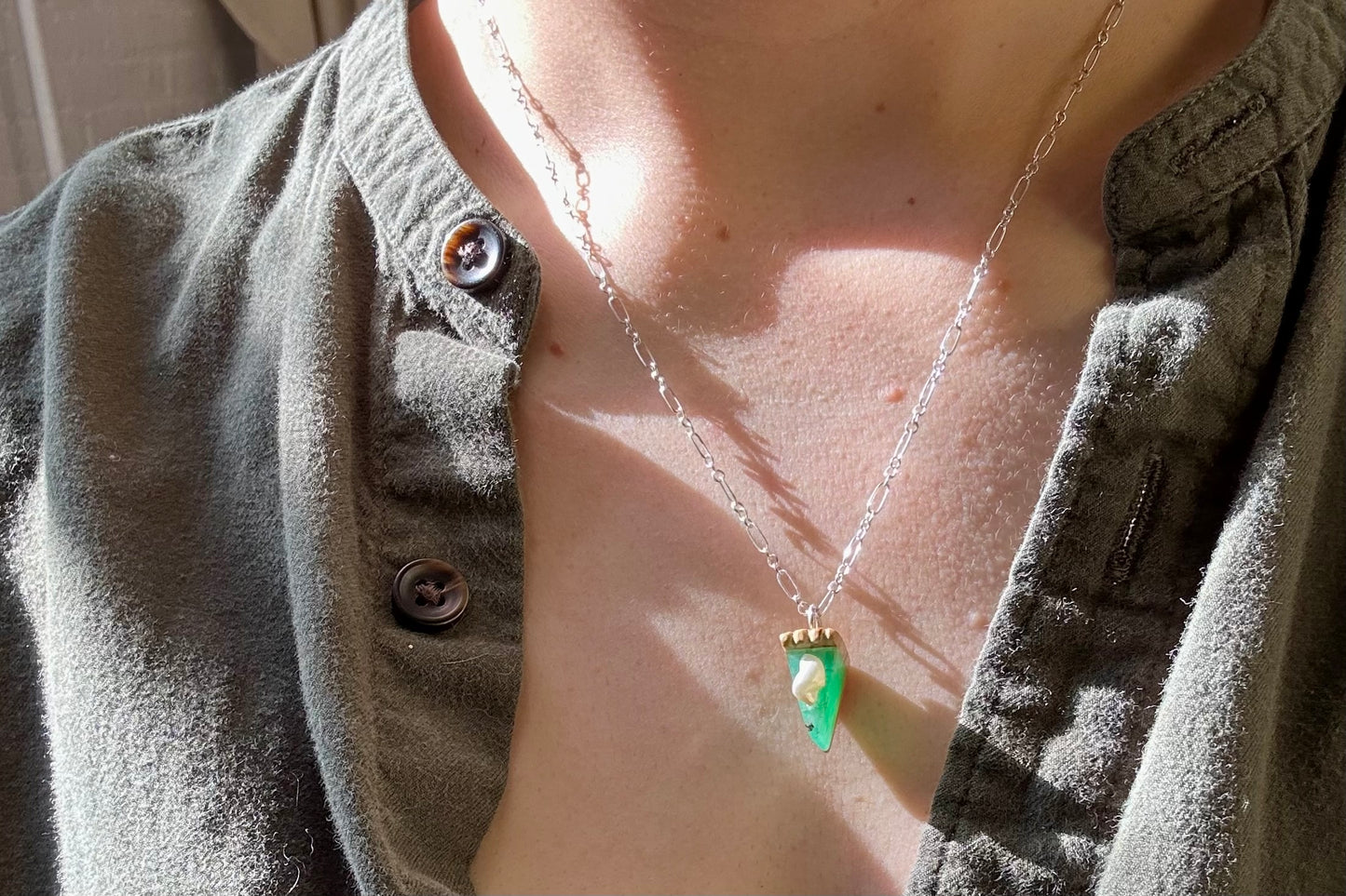 Chrysoprase Key-lime Pie Necklace