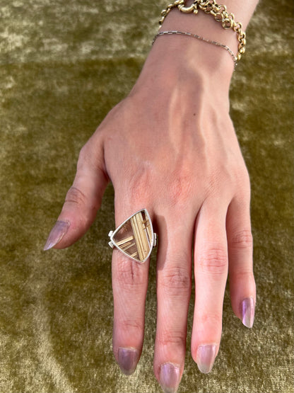 Double Band Rutilated Quartz Ring