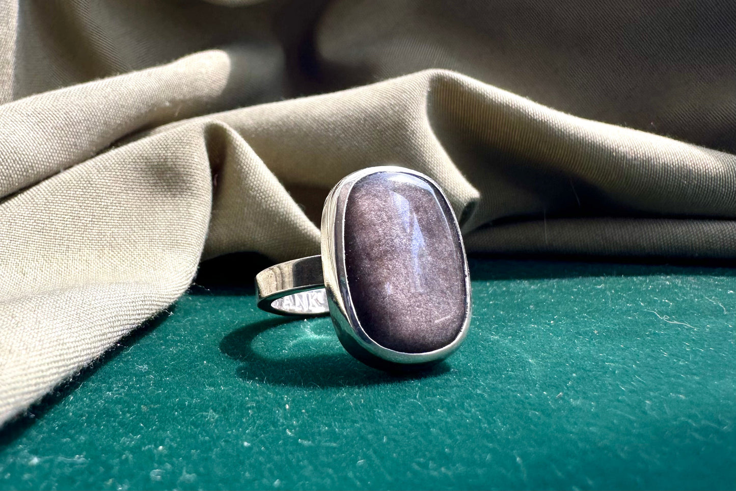 Silver-Sheen Obsidian Ring
